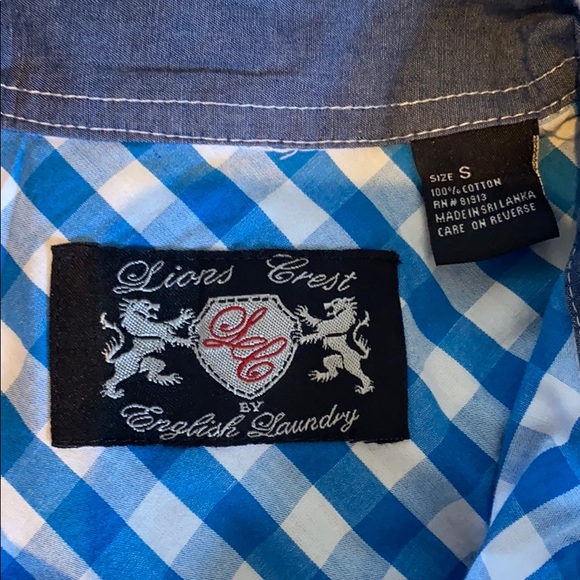 Men’s Small Short Sleeve blue/white Checker shirt - Picture 3 of 5